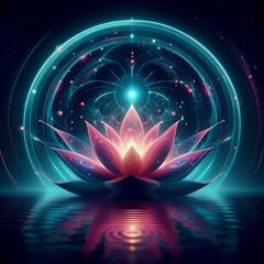 
lotus flower with concentrated energy - obrazy, fototapety, plakaty