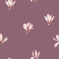 Seamless pattern with magnolias. Flowers in a watercolor style. - 758743903