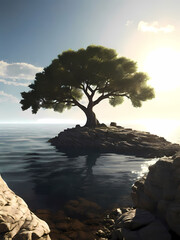 Obraz premium Lone tree with beautiful scenery in various changing natural forms 46