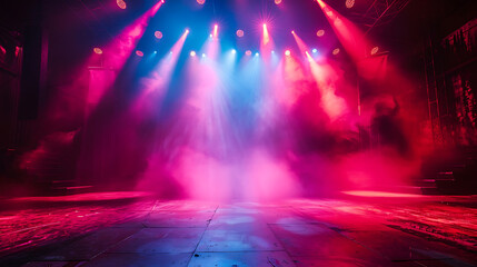 International Dance Day, Empty stage with colorful stage lights and space for event information