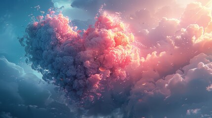 A cloud of love of futuristic abstract landscape.