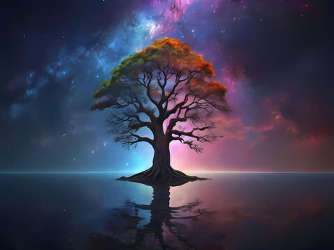 Lone tree with beautiful scenery in various changing natural forms 63