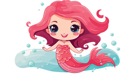 Cute doodle sea mermaid. Vector hand drawn girl merm