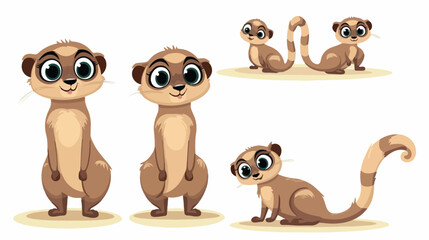 Cute little meerkat cartoon posing flat vector isolated
