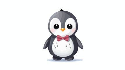 Cute penguin in a bowtie illustration flat vector is
