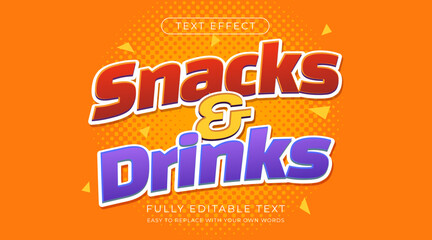Editable text effect snack and drinks, suitable for logo and promotional event banner