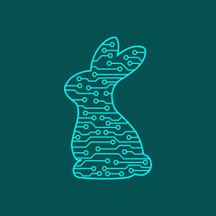 Rabbit vector. Abstract rabbit drawn from circles and lines. Easter Bunny.