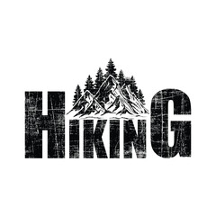 Hiking white and black color t-shirt design