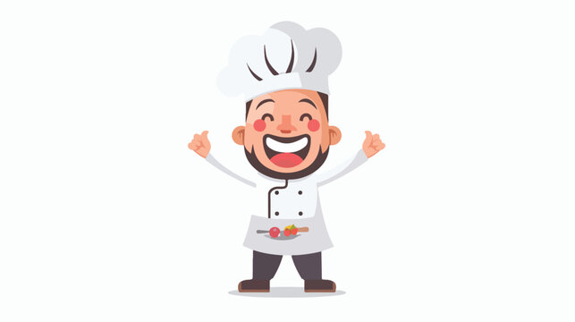 Fun chef flat vector isolated on white background