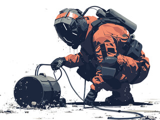  A bomb disposal expert remotely operates a bomb disposal robot to safely defuse a dangerous explosive device. 