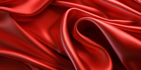 Obraz premium Red silk background, flowing red cloth 3D rendering