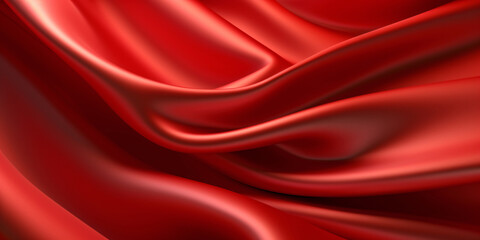 Fototapeta premium Red silk background, flowing red cloth 3D rendering