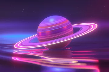 Crédence de cuisine en verre imprimé Violet Abstract blue space futuristic planet round sphere background with stars