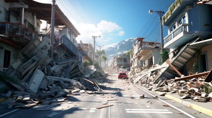 Parametric insurance policies trigger automatic payments after earthquakes using IoT seismic data for immediate financial support. - obrazy, fototapety, plakaty