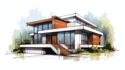 house building sketch architecture .. flat vector is