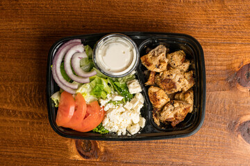 grilled chicken with salad and feta