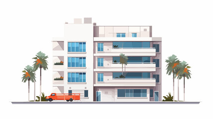 Illustration of a multistory building on a white background