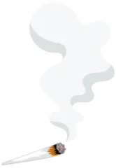 Türaufkleber Vector illustration of a lit cigarette emitting smoke. © GraphicsRF