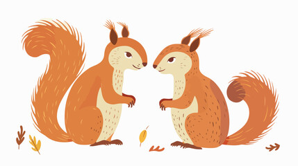 illustration with squirrels isolated flat vector