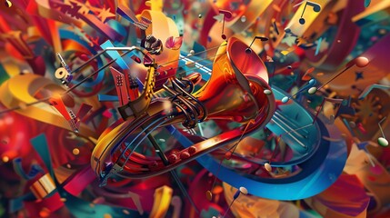 Colorful Musical Instrument Artwork A Vibrant Trombone with a Pop of Color Generative AI