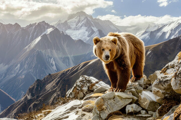 Close-up portrait of a white-clawed Tian Shan bear in its natural habitat