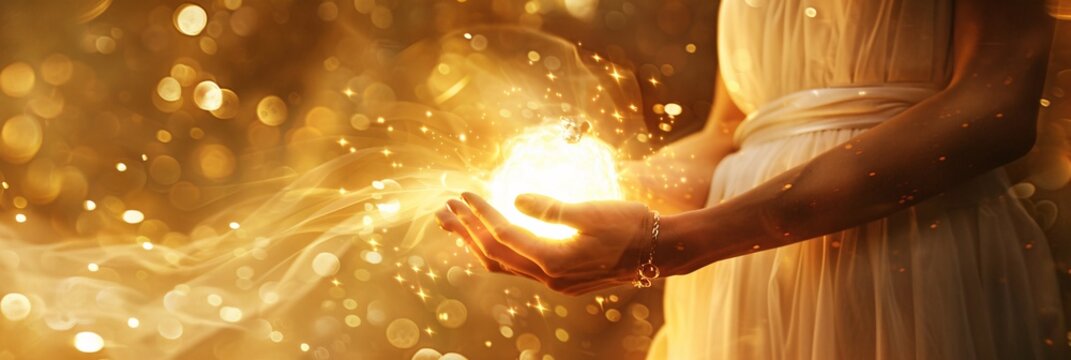 Glowing Hand in the Spotlight A Celebration of Self-Love and Radiant Energy Generative AI
