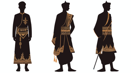 The man wear Thai national culture dress silhouette