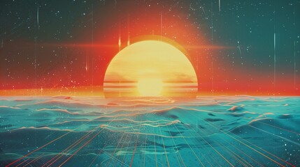 Sunset Over the Ocean A Glimpse of the Monthly Solar Eclipse Generative AI