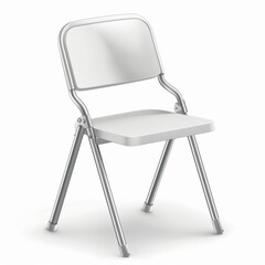 cartoon image of white folding chair. the background is white.