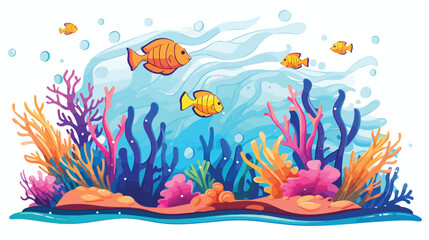Fototapeta na wymiar vector cartoon of underwater coloring pages flat vector