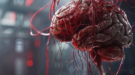 Central Organ of Human Nervous System: Brain Anatomy - obrazy, fototapety, plakaty