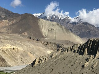 Nepal landscape with Himalayas mountains, Mustang district.