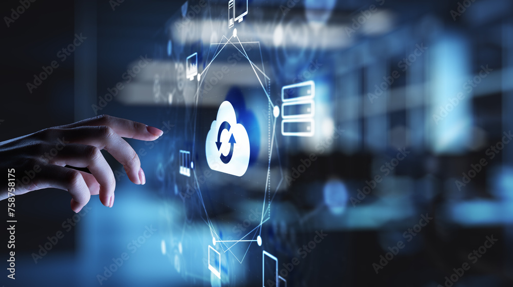 Aufkleber cloud technology computing and data storage. internet and networking concept on virtual screen.