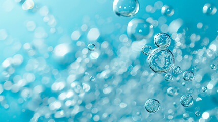Abstract background of air bubbles in blue water