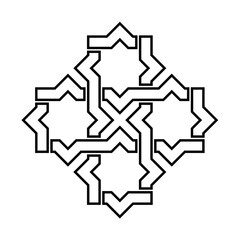 Islamic geometric contour outline design element vector illustration isolated on white background.
