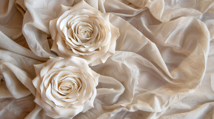 Roses with Cream Color fabric isolated copy space