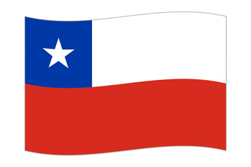 Naklejka premium Waving flag of the country Chile. Vector illustration.