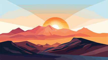 Fototapeta na wymiar View of mountain during sunset illustration