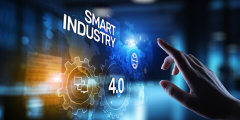 Smart industry 4.0, automation and optimisation concept on virtual. Business and modern technology concept.