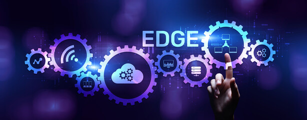 Edge computing networking internet technology concept on screen interface.