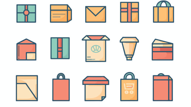 Web line icon. Signs on packages flat vector isolated