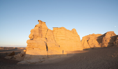 The Five Fort Devil City in Hami, Xinjiang, China under the sunset