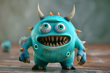 Niedliches Cartoon-Monster: Lustiges und freundliches Monstercharakter für Kinderbücher und Designs - obrazy, fototapety, plakaty