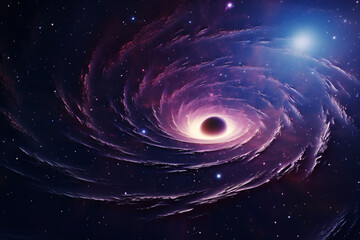 Obraz premium Vibrant space vortex, cosmic black hole concept illustration