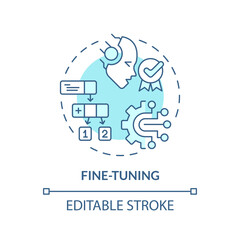 Fototapeta premium Ai fine-tuning soft blue concept icon. Virtual assistant pre-training. Chatbot training data. Round shape line illustration. Abstract idea. Graphic design. Easy to use in infographic, presentation