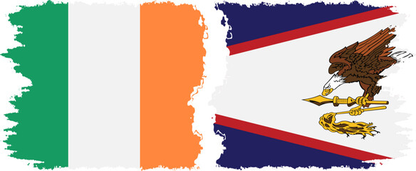 American Samoa and Ireland grunge flags connection vector