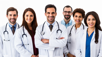 Smiling team of doctor on a white background - 758762906