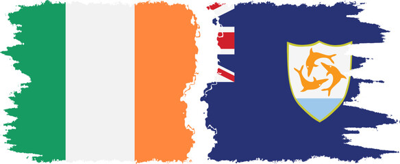 Anguilla and Ireland grunge flags connection vector - obrazy, fototapety, plakaty