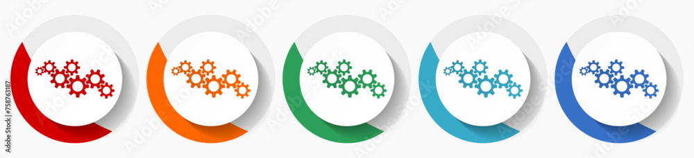 Aufkleber cogwheel engineering vector icon set, flat icons for logo design, webdesign and mobile applications,