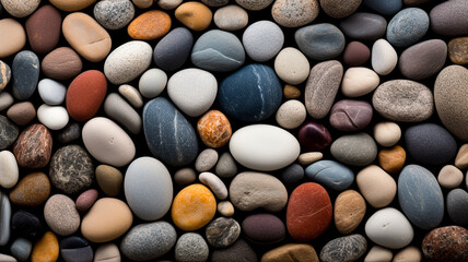 Gravels of various sizes and colors neatly arranged. - background. - 758763371